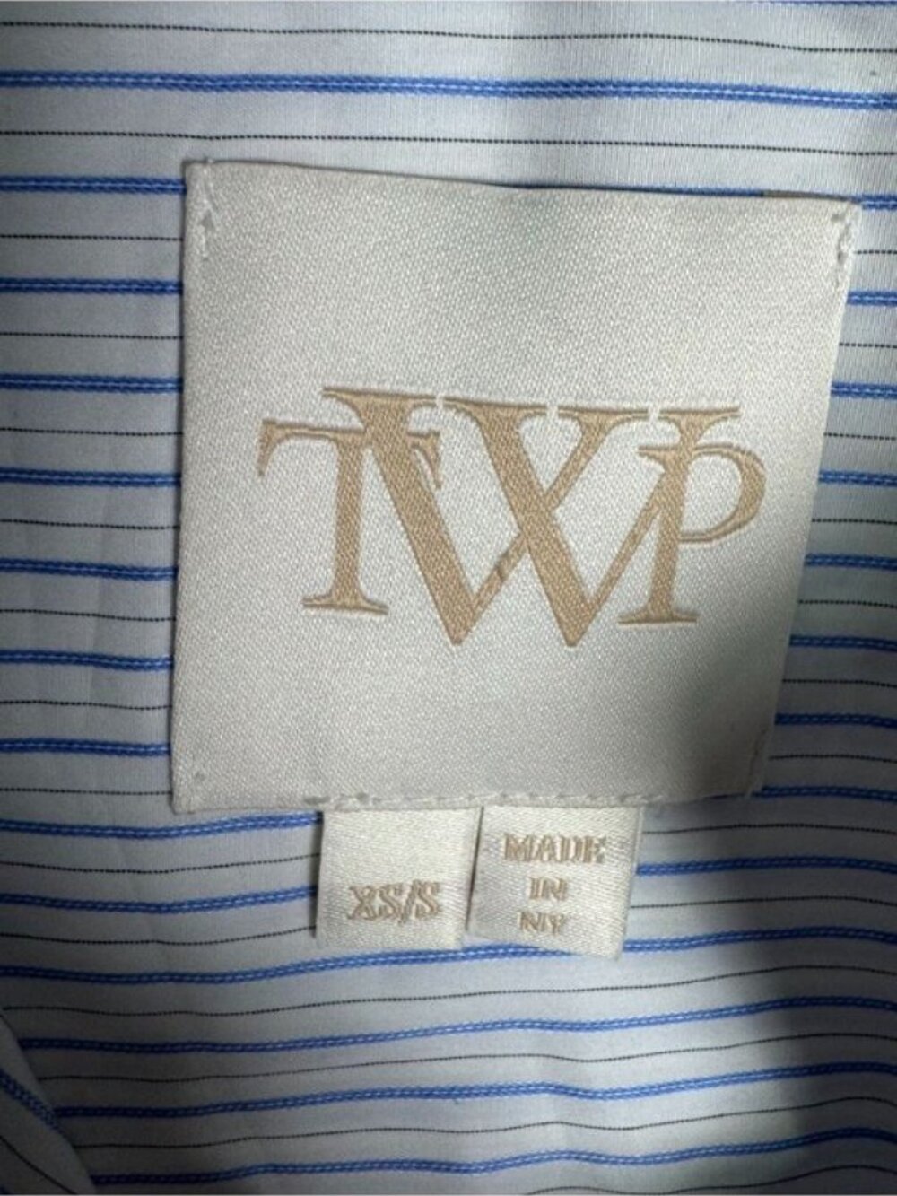 TWP Soon To Be Ex Shirt Womens XS/S Blue White Striped Cotton Cropped Button Up - Picture 5 of 7